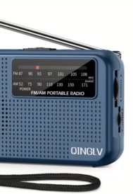 rádio portátil am fm para idosos com antena detalhe lateral e botões