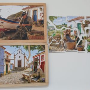 Puzzle Artesanal Novoidoso – Apresentação dos modelos Apresentação dos puzzles artesanais Novoidoso em madeira, com diferentes ilustrações e peças de encaixe.